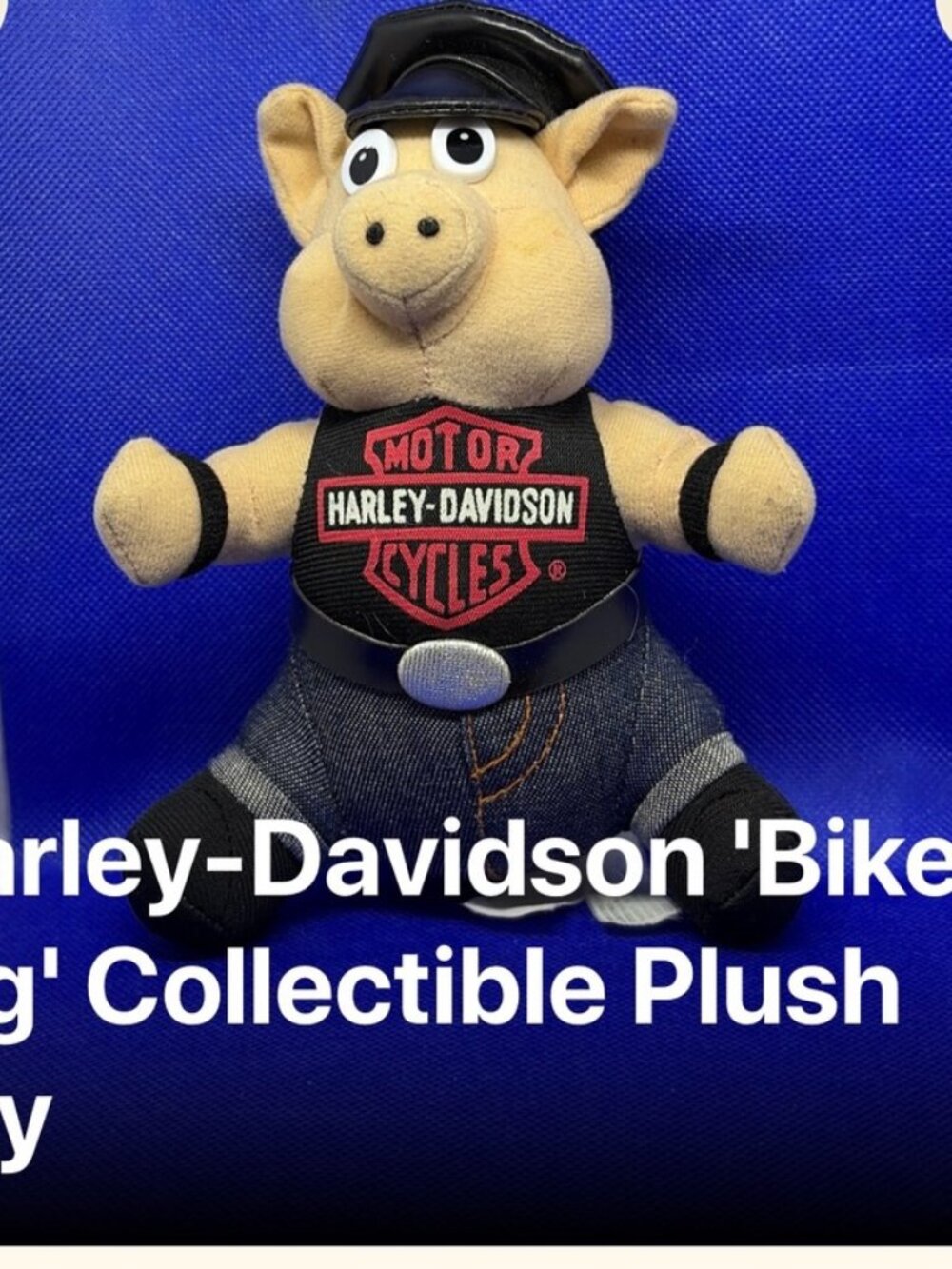 Rare! Vintage HARLEY DAVIDSON 'BIKER PIG' Collectible Plush Toy ~ 8"